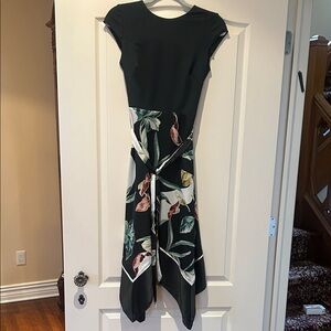 Asymmetrical Black Floral Dress